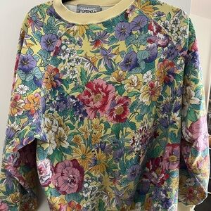 Vintage Forenza yellow floral sweatshirt no tag Cottagecore granny